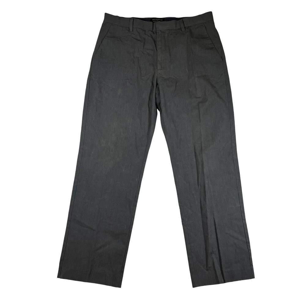 Banana Republic Chino Pants Men 34x30 Grey Tailored Fit Non-Iron Cotton Trousers